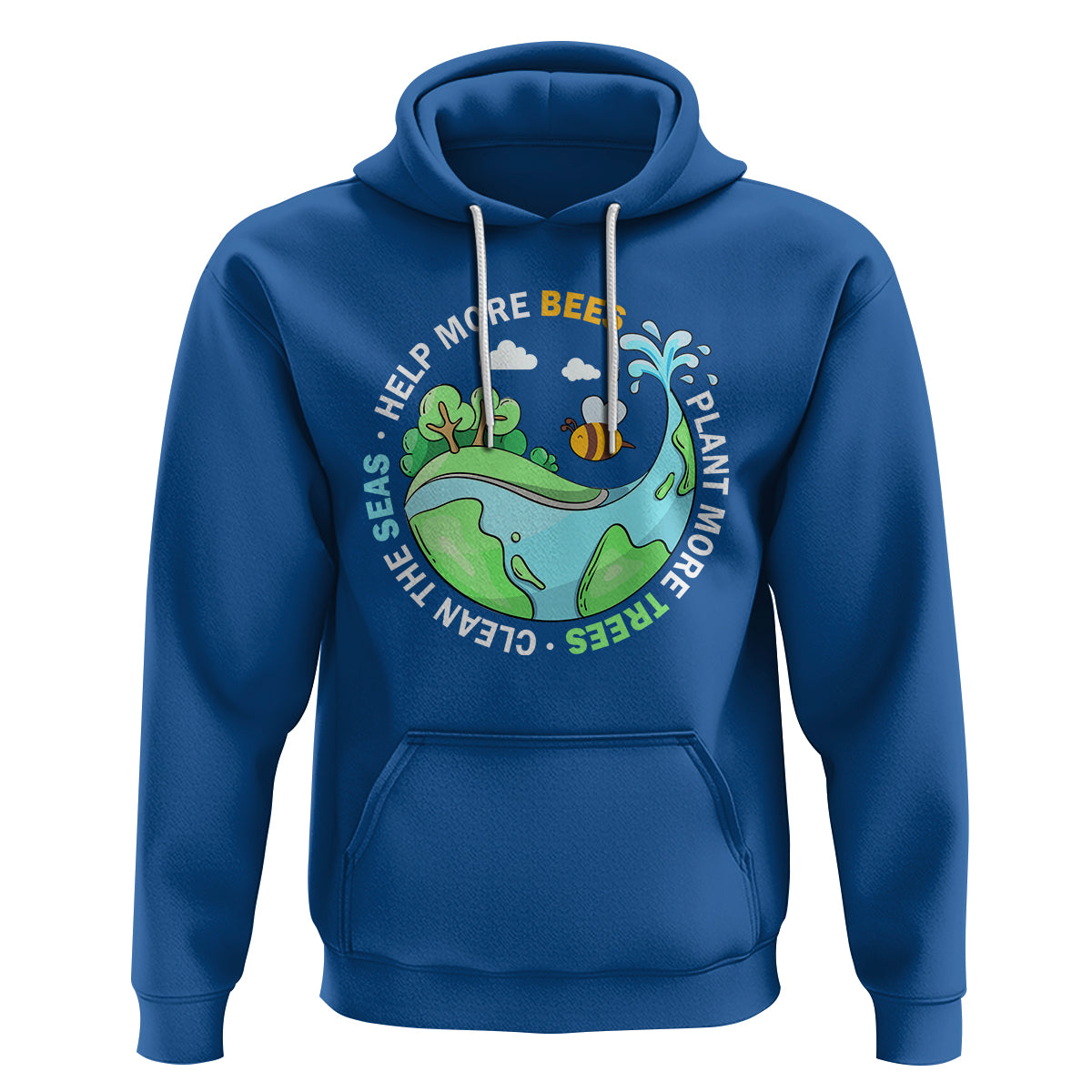 Earth Day Hoodie Help More Bees Plant More Trees Clean The Seas - Wonder Print Shop