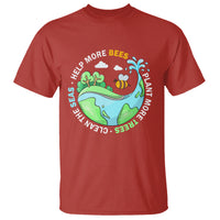 Earth Day T Shirt Help More Bees Plant More Trees Clean The Seas - Wonder Print Shop