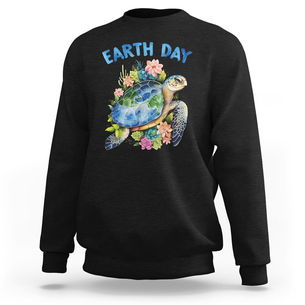 Earth Day Sweatshirt Sea Turtle Save Our Ocean - Wonder Print Shop