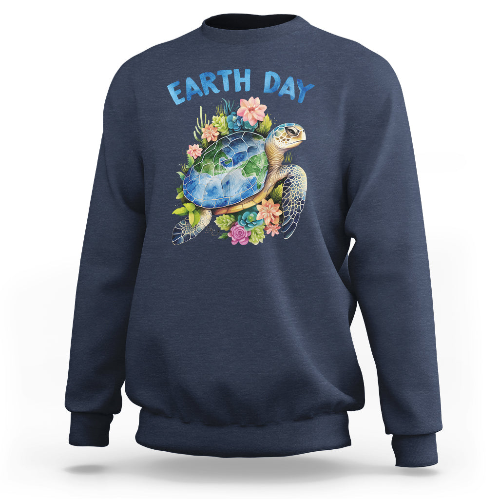 Earth Day Sweatshirt Sea Turtle Save Our Ocean - Wonder Print Shop