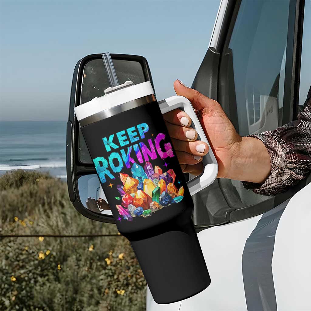 Rock Collector Tumbler With Handle Keep Rocking Geologist