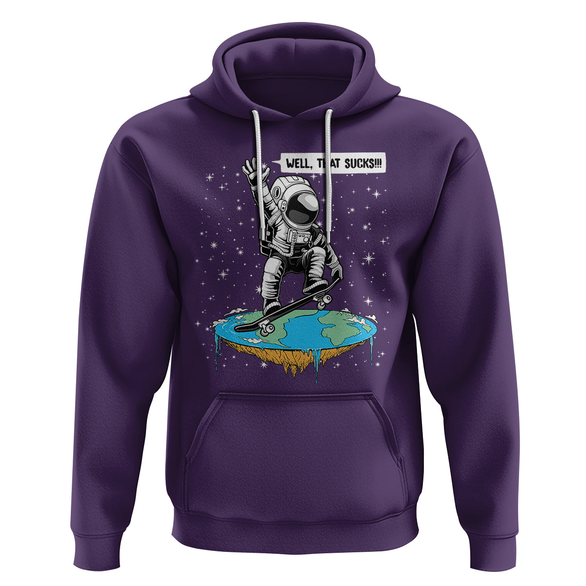 Funny Outer Space Hoodie Flat Earth Astronaut Well That Sucks - Wonder Print Shop