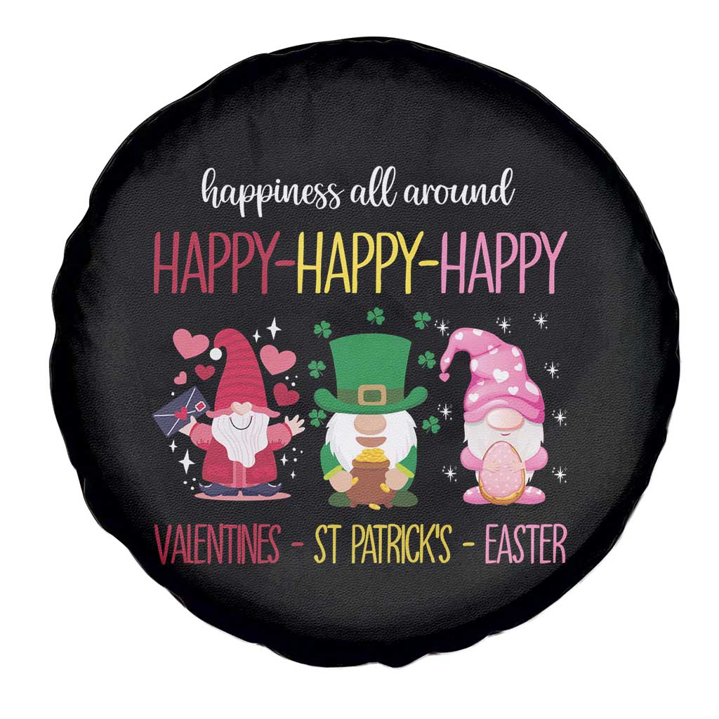 Happy Valentines St Patrick Easter Day Gnomies Spare Tire Cover
