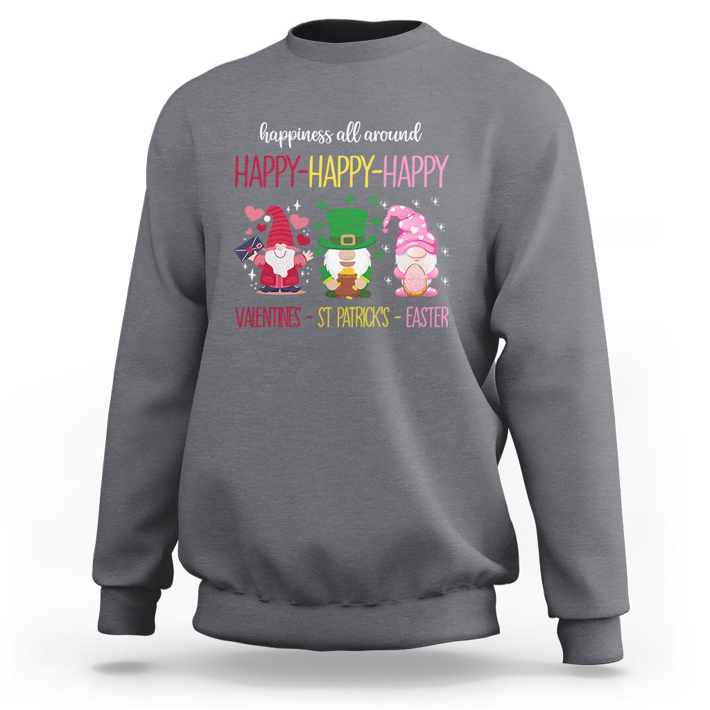 Happy Valentines St Patrick Easter Day Gnomies Sweatshirt - Wonder Print Shop