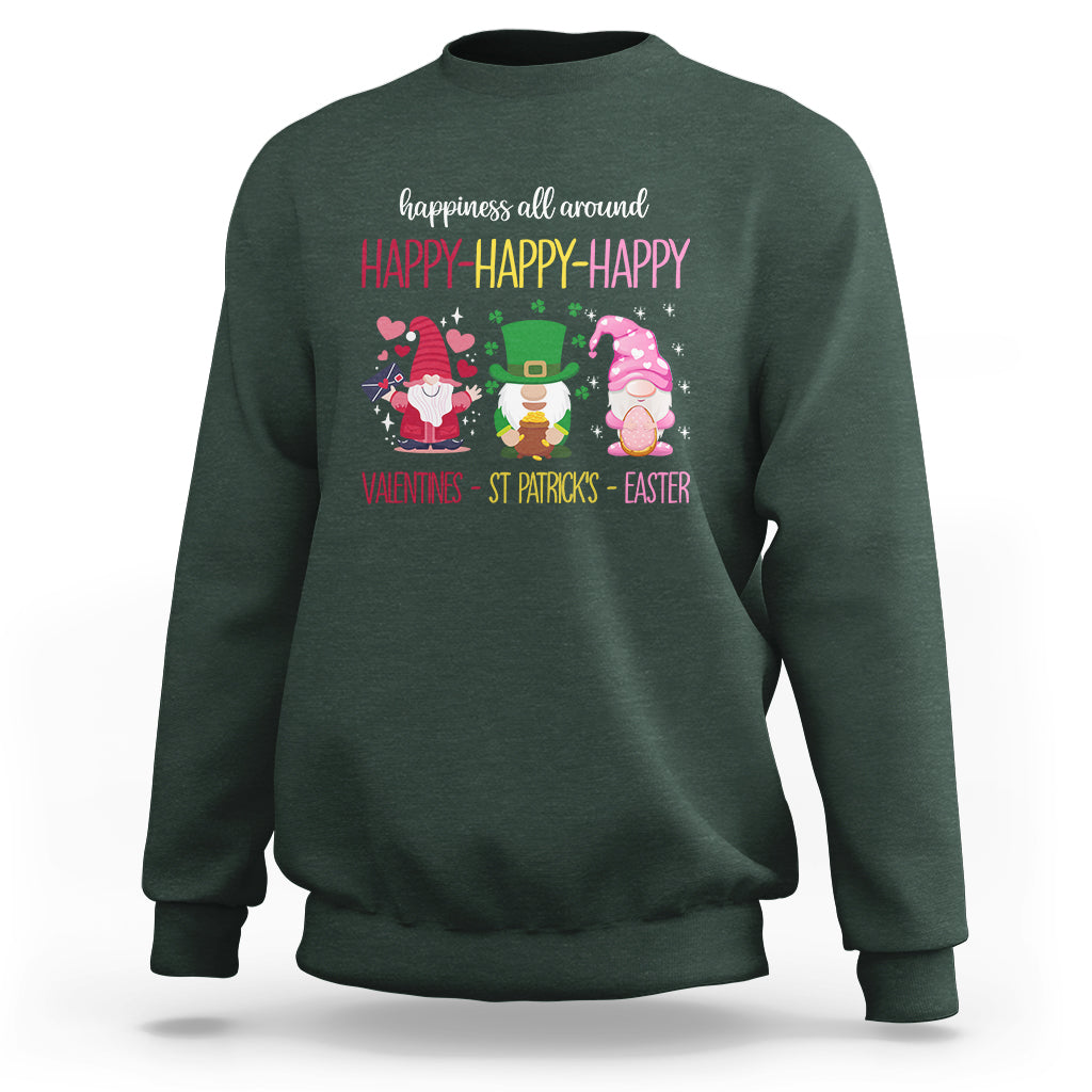 Happy Valentines St Patrick Easter Day Gnomies Sweatshirt - Wonder Print Shop
