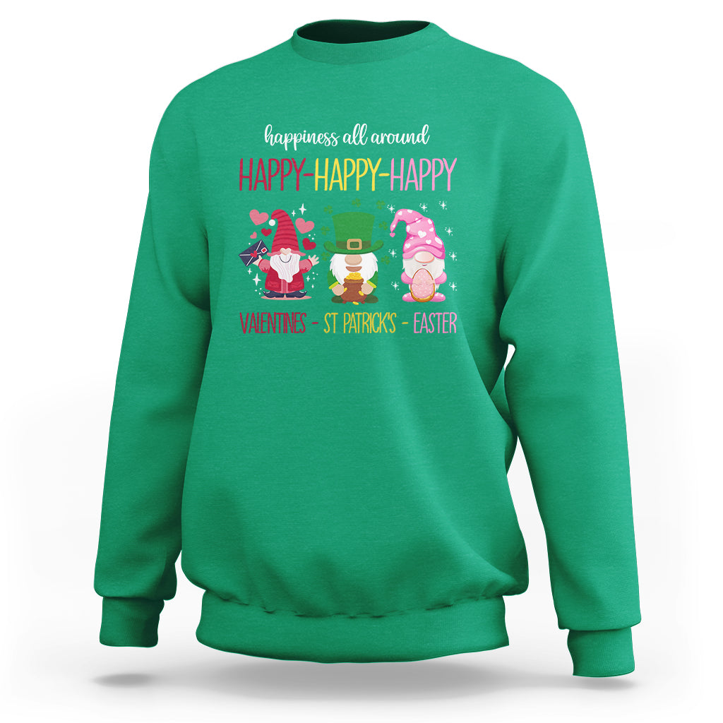 Happy Valentines St Patrick Easter Day Gnomies Sweatshirt - Wonder Print Shop