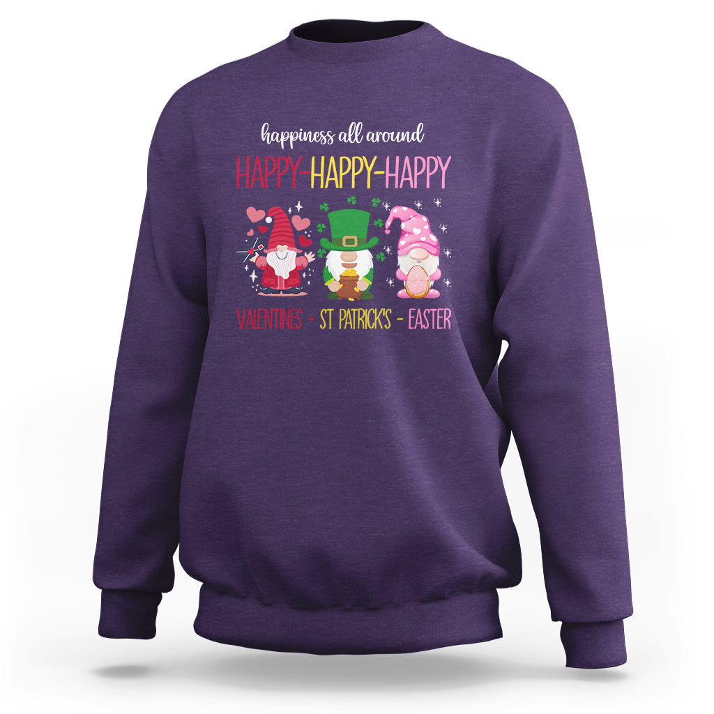 Happy Valentines St Patrick Easter Day Gnomies Sweatshirt - Wonder Print Shop