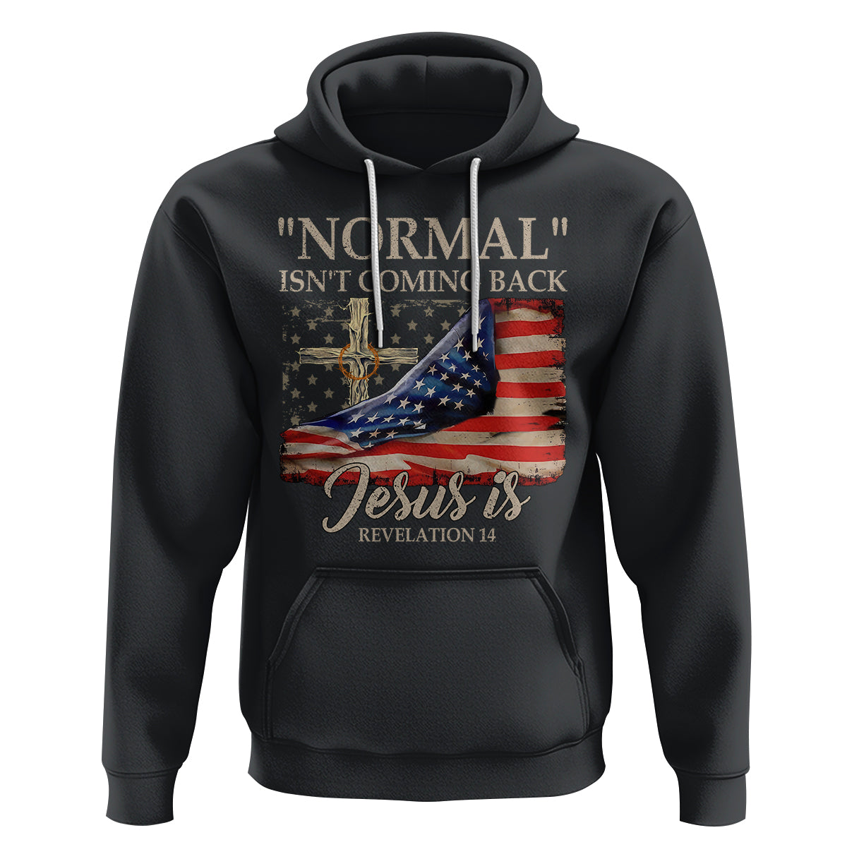 Easter Day Hoodie Normal Isn't Coming Back Jesus Is U.S. Christian Flag - Wonder Print Shop