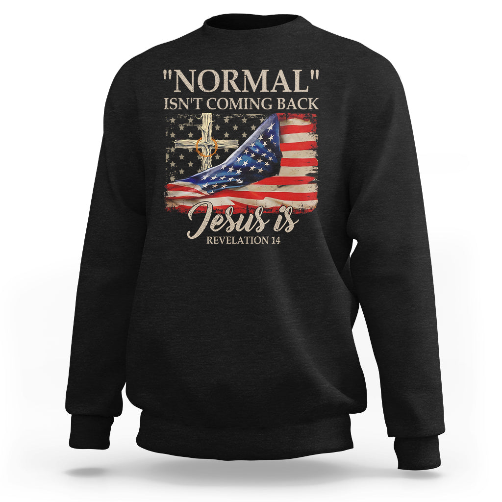 Easter Day Sweatshirt Normal Isn't Coming Back Jesus Is U.S. Christian Flag - Wonder Print Shop