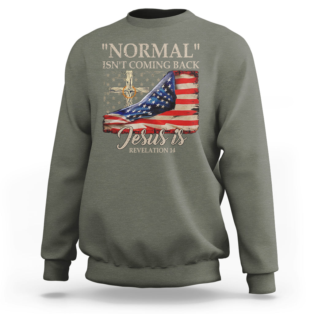 Easter Day Sweatshirt Normal Isn't Coming Back Jesus Is U.S. Christian Flag - Wonder Print Shop