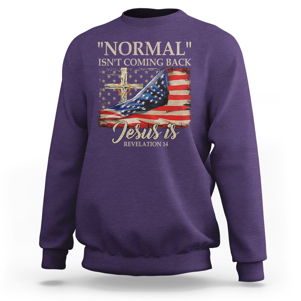 Easter Day Sweatshirt Normal Isn't Coming Back Jesus Is U.S. Christian Flag - Wonder Print Shop