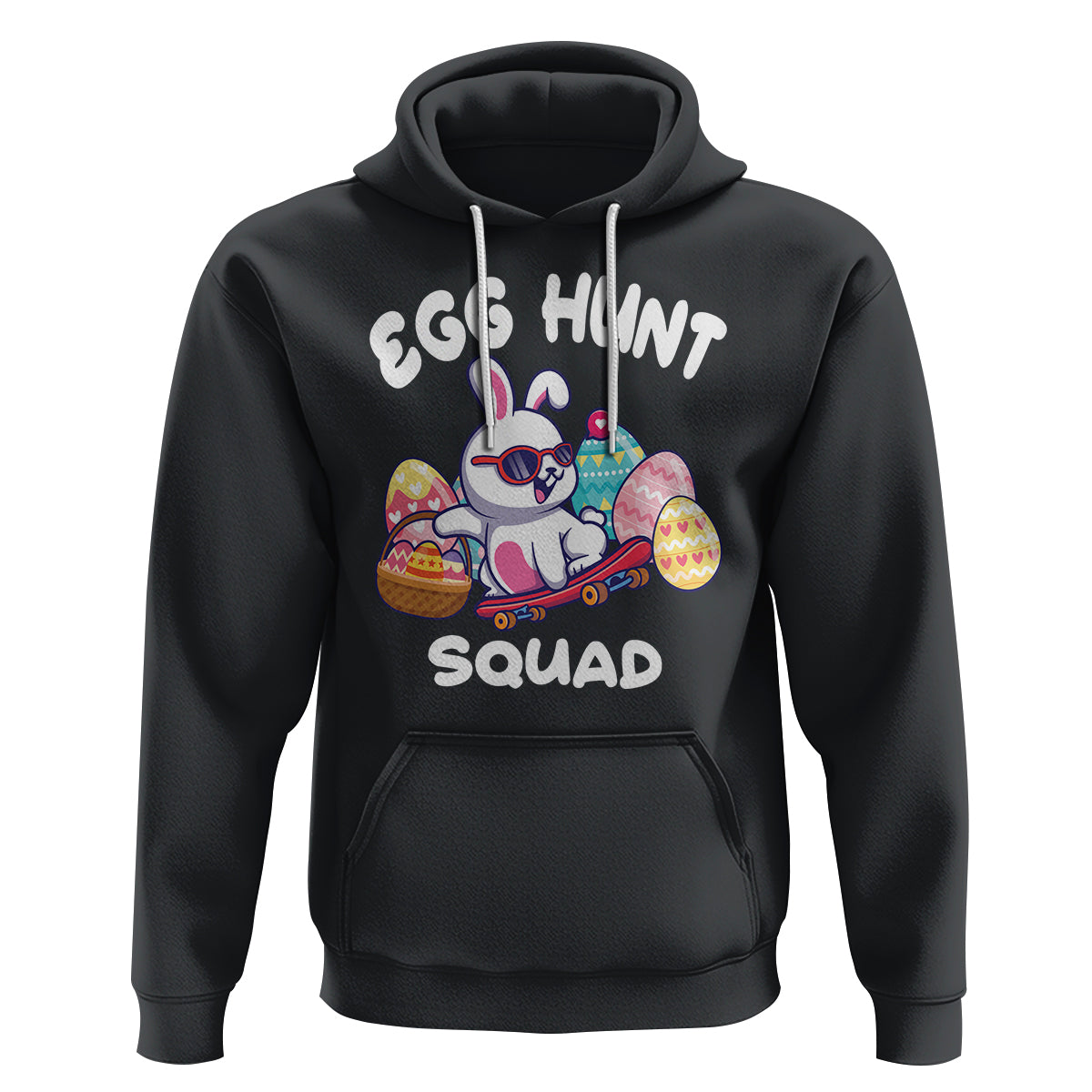 Easter Day Hoodie Egg Hunt Squad Cool Bunny Funny Hunting Season - Wonder Print Shop