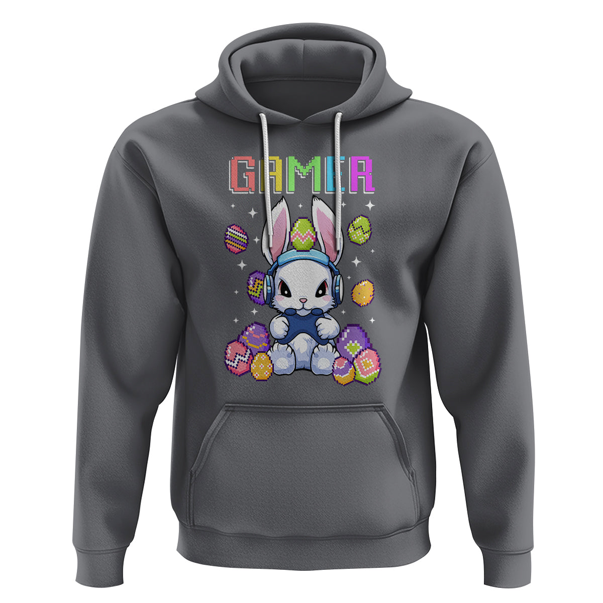 Easter Day Hoodie Bunny Gamer Playing Video Game - Wonder Print Shop