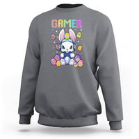 Easter Day Sweatshirt Bunny Gamer Playing Video Game - Wonder Print Shop