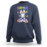 Easter Day Sweatshirt Bunny Gamer Playing Video Game - Wonder Print Shop