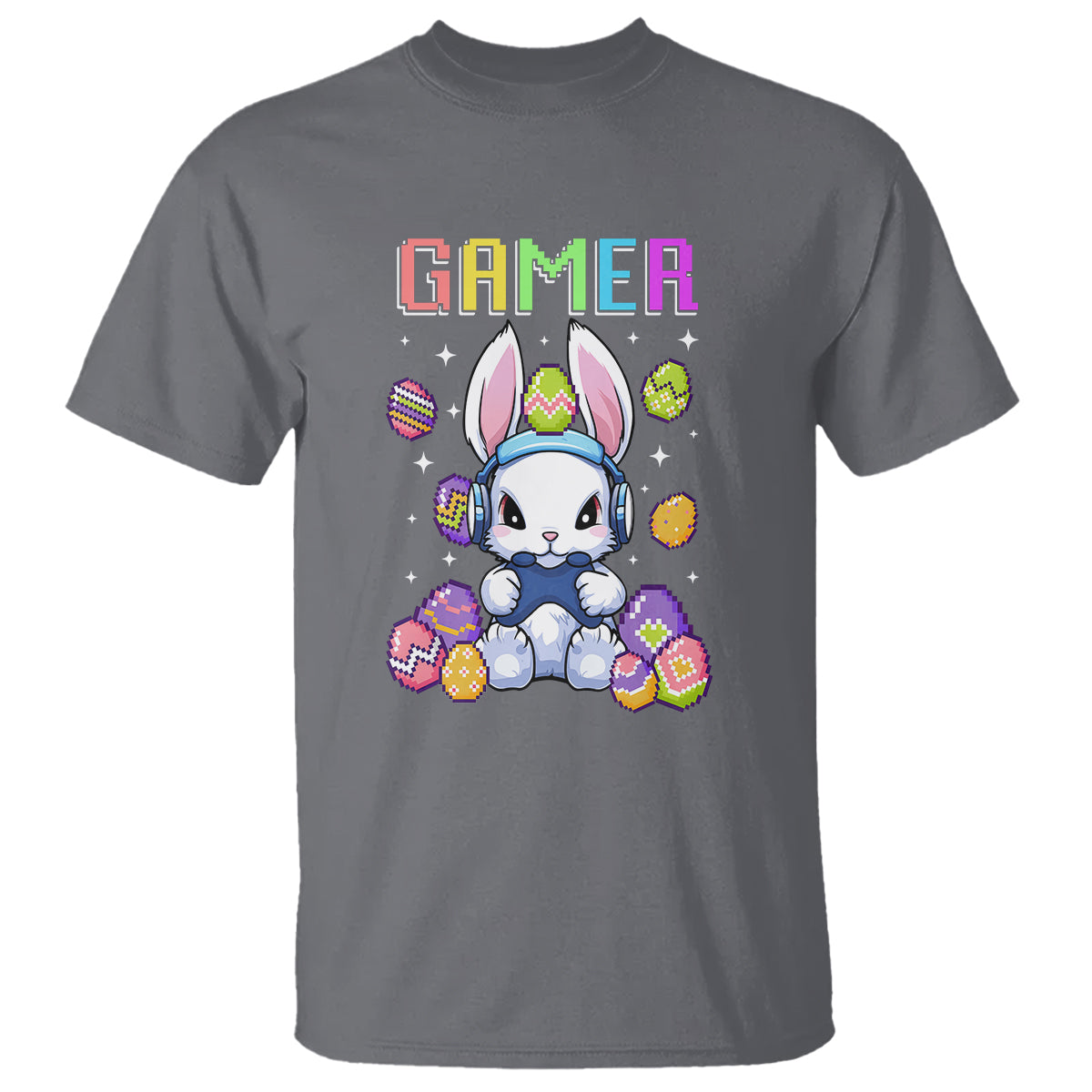 Easter Day T Shirt Bunny Gamer Playing Video Game - Wonder Print Shop