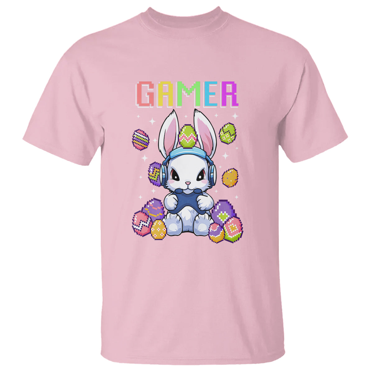 Easter Day T Shirt Bunny Gamer Playing Video Game - Wonder Print Shop