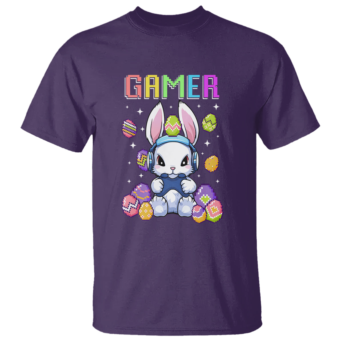 Easter Day T Shirt Bunny Gamer Playing Video Game - Wonder Print Shop