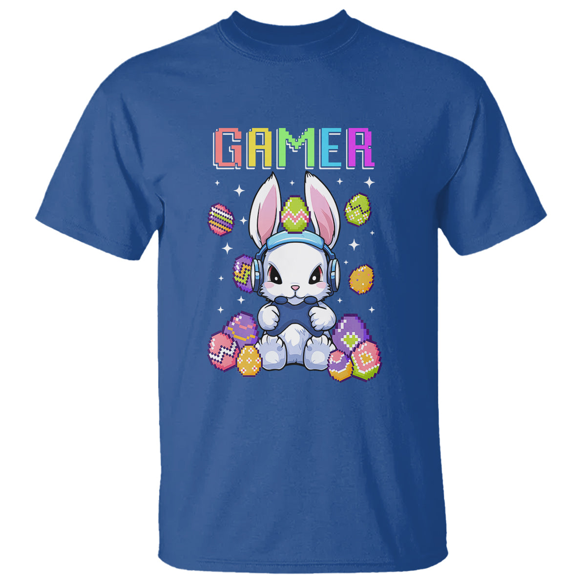 Easter Day T Shirt Bunny Gamer Playing Video Game - Wonder Print Shop
