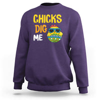 Easter Day Sweatshirt Chicks Dig Me Funny Baby Chicken - Wonder Print Shop
