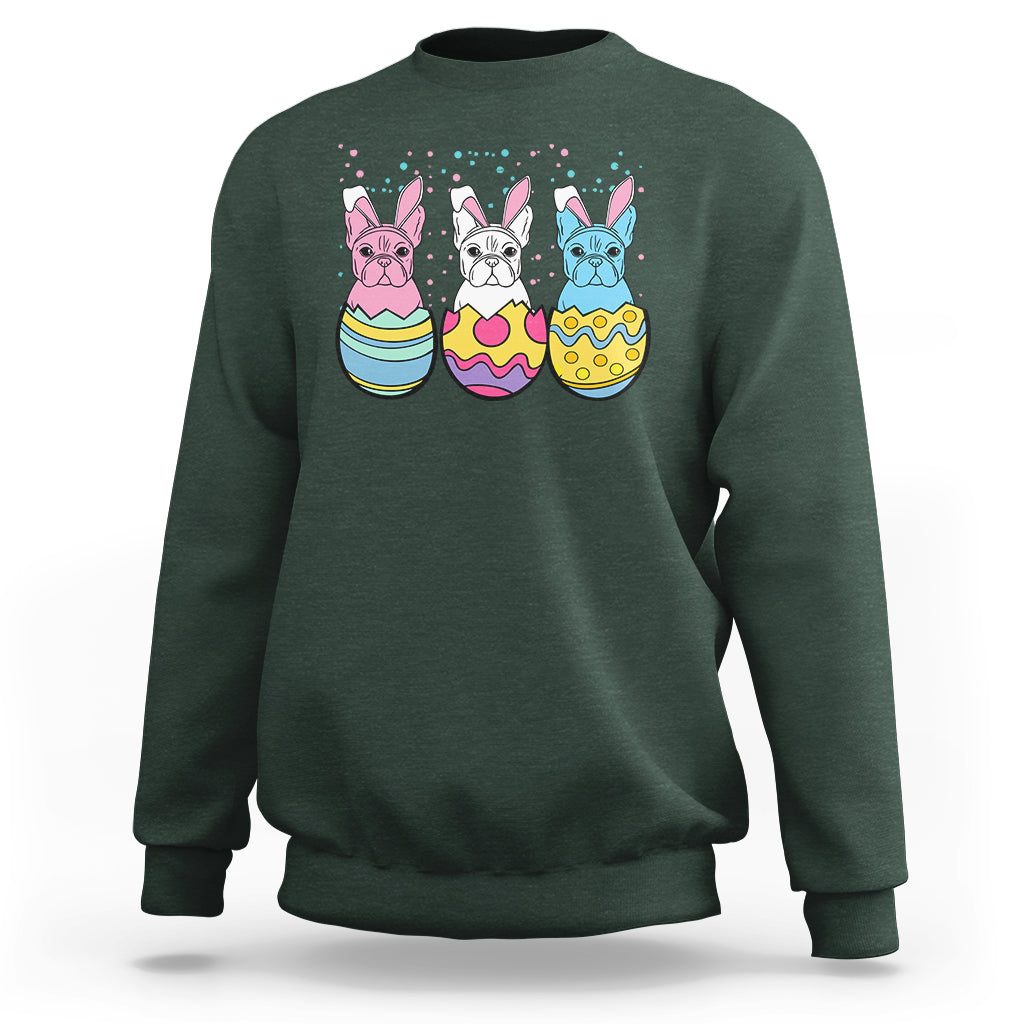 Easter Day Sweatshirt Cute Bunny French Bulldogs Frenchie Dog Lover - Wonder Print Shop