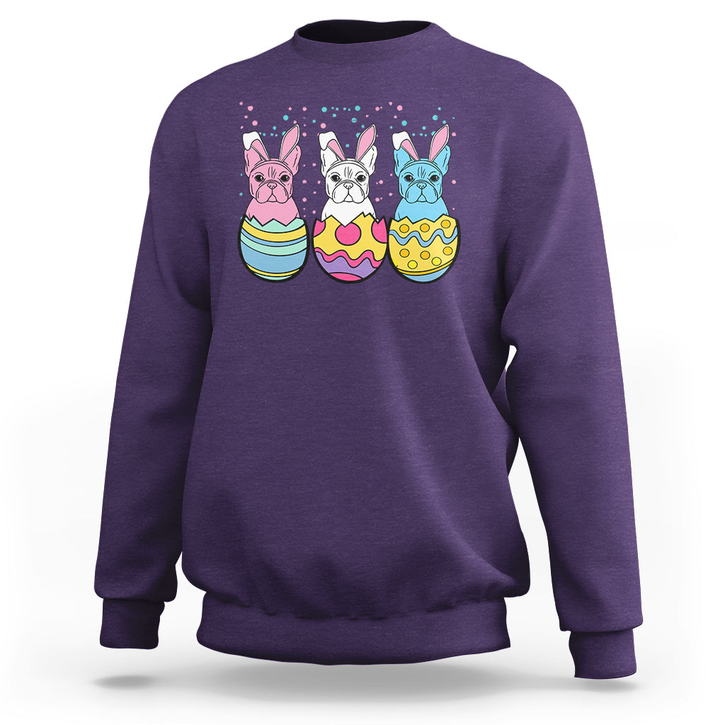 Easter Day Sweatshirt Cute Bunny French Bulldogs Frenchie Dog Lover - Wonder Print Shop