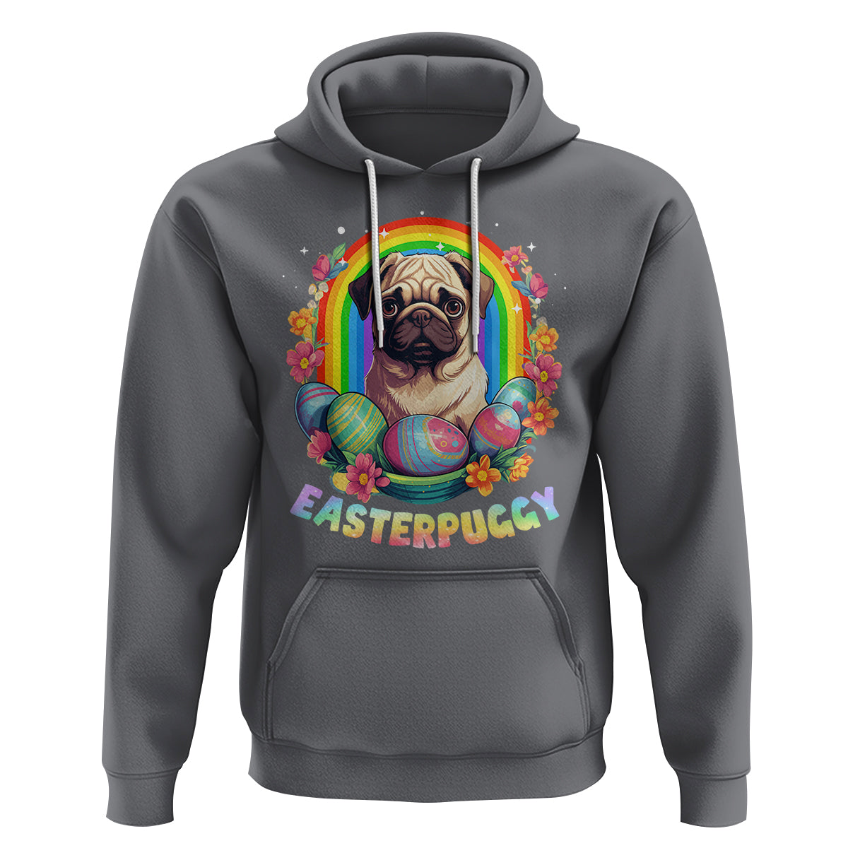 Easter Day Hoodie Easterpuggy Funny Pug Dog Lover Egg Basket - Wonder Print Shop