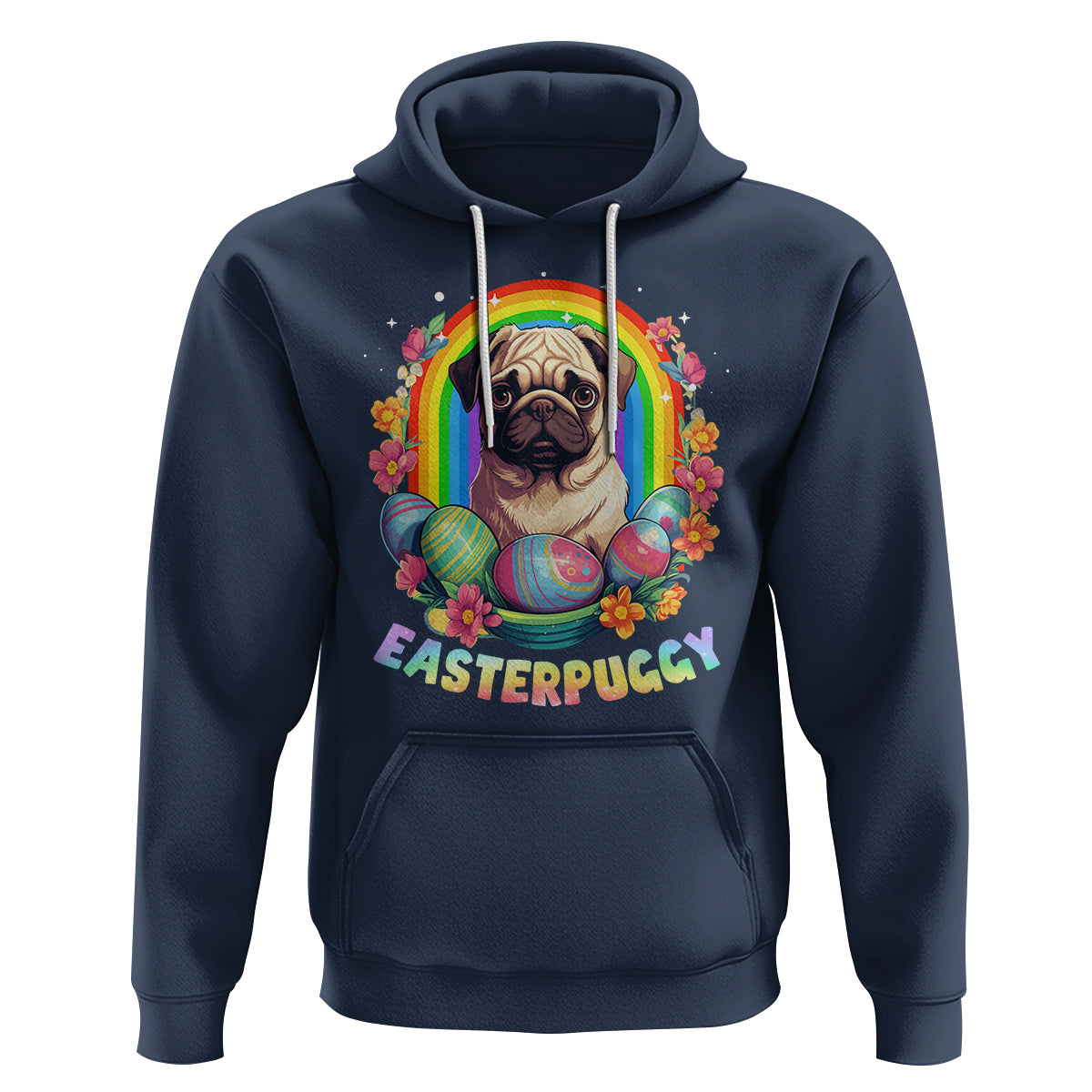 Easter Day Hoodie Easterpuggy Funny Pug Dog Lover Egg Basket - Wonder Print Shop