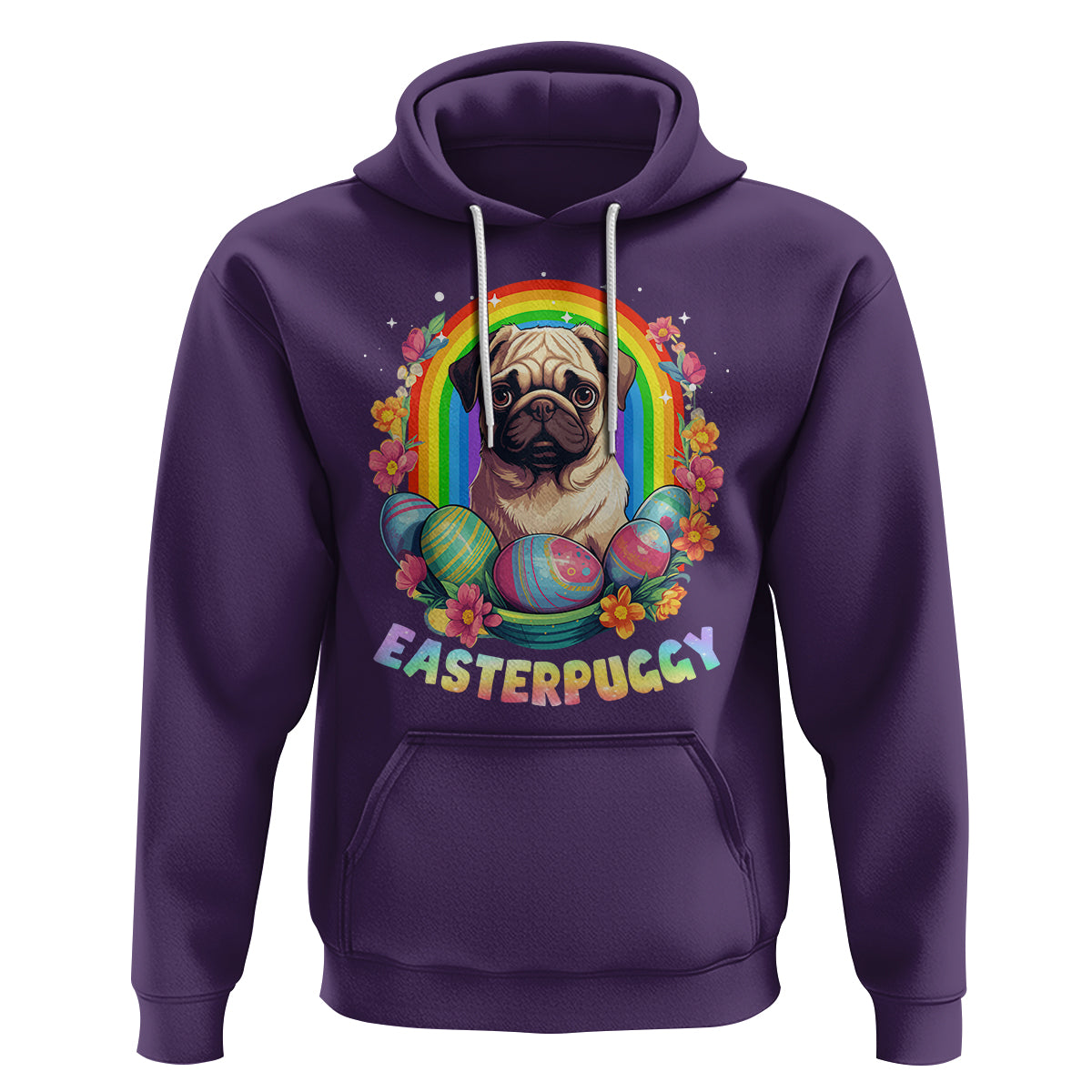 Easter Day Hoodie Easterpuggy Funny Pug Dog Lover Egg Basket - Wonder Print Shop