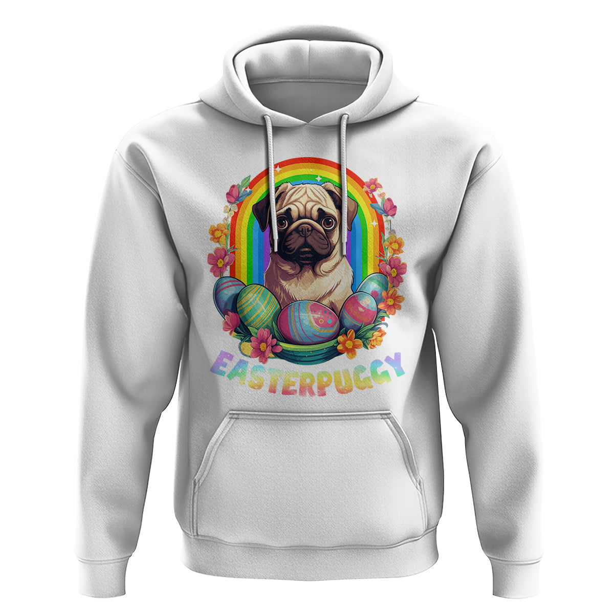 Easter Day Hoodie Easterpuggy Funny Pug Dog Lover Egg Basket - Wonder Print Shop