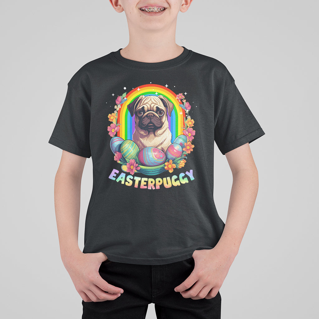 Easter Day T Shirt For Kid Easterpuggy Funny Pug Dog Lover Egg Basket - Wonder Print Shop