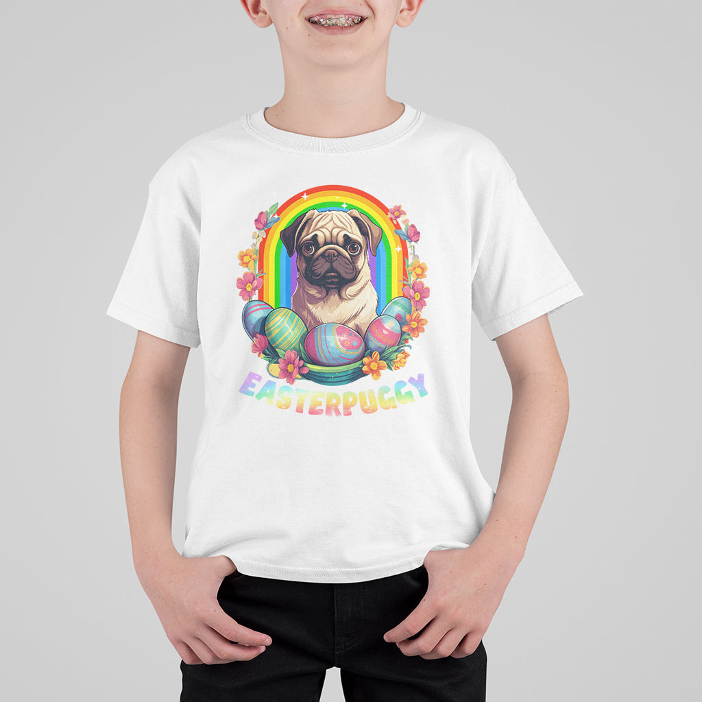 Easter Day T Shirt For Kid Easterpuggy Funny Pug Dog Lover Egg Basket - Wonder Print Shop