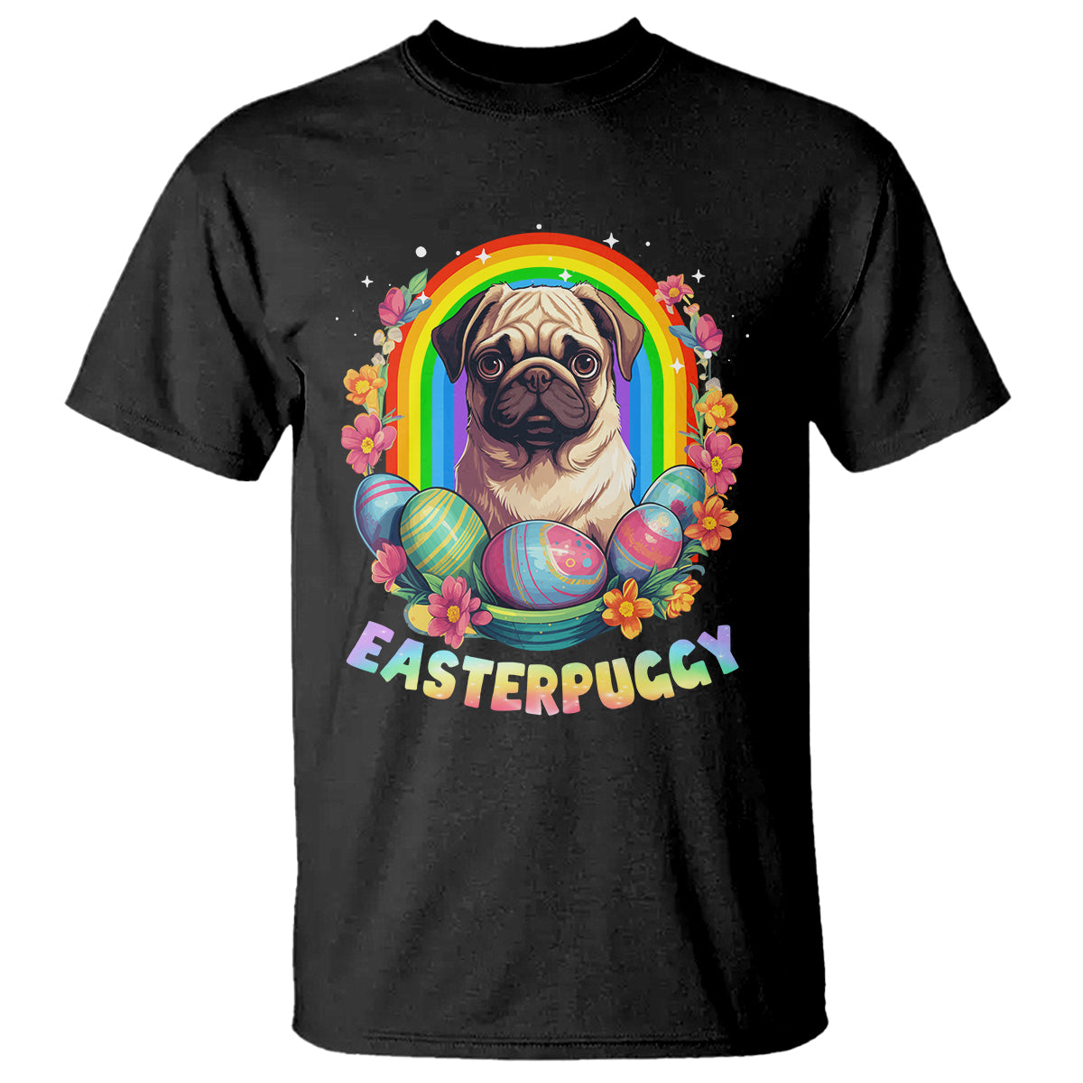 Easter Day T Shirt Easterpuggy Funny Pug Dog Lover Egg Basket - Wonder Print Shop