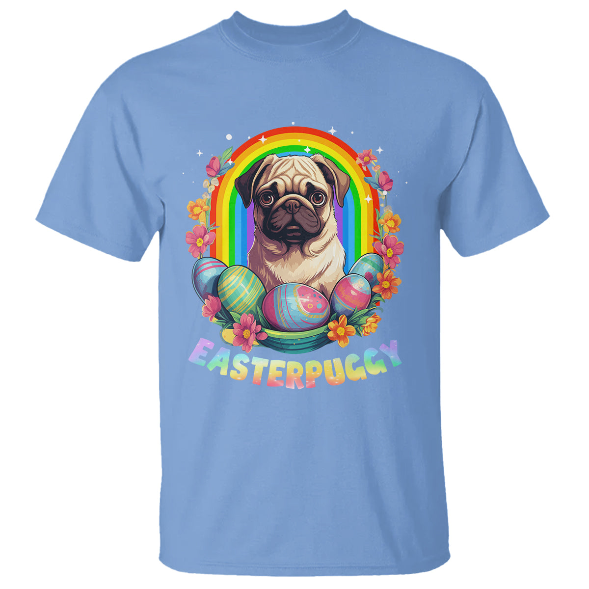 Easter Day T Shirt Easterpuggy Funny Pug Dog Lover Egg Basket - Wonder Print Shop
