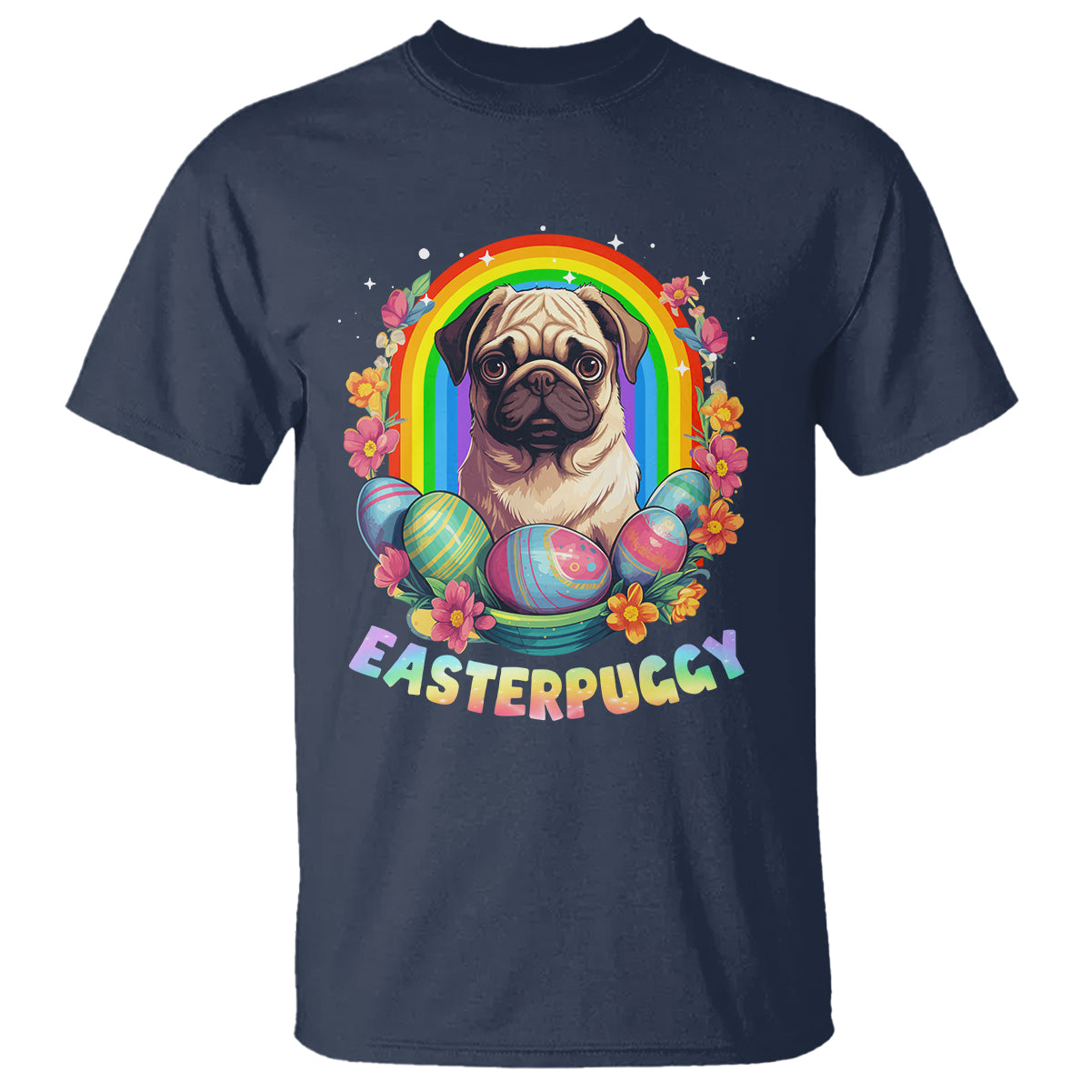 Easter Day T Shirt Easterpuggy Funny Pug Dog Lover Egg Basket - Wonder Print Shop