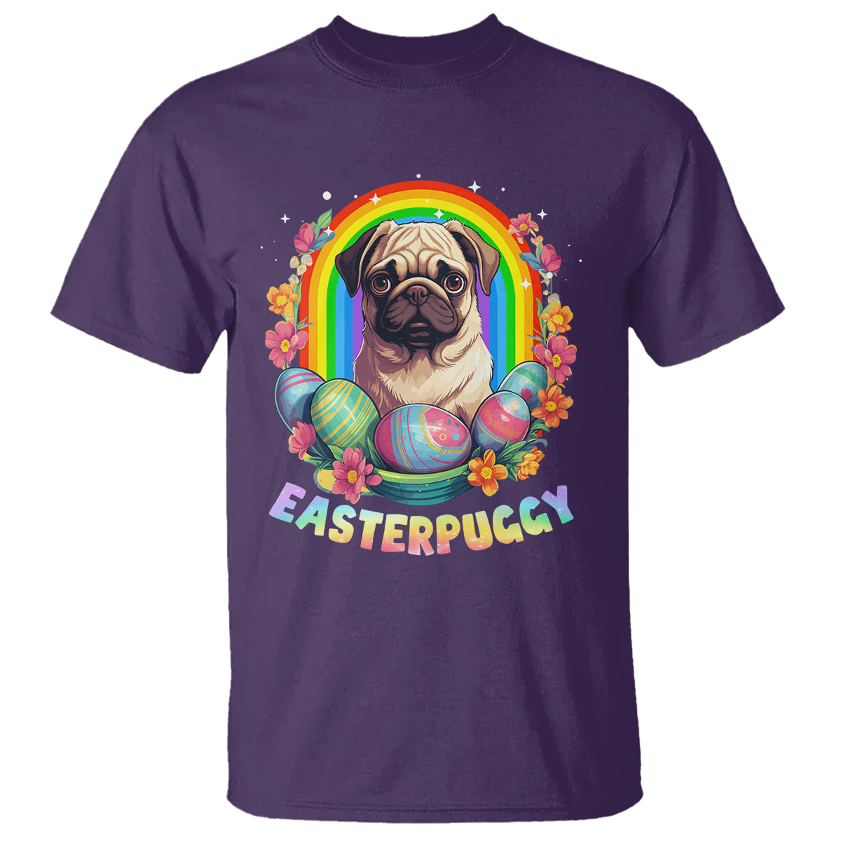 Easter Day T Shirt Easterpuggy Funny Pug Dog Lover Egg Basket - Wonder Print Shop