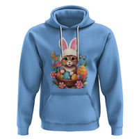 Easter Day Hoodie Cute Bunny Cat Lover Eggs Basket - Wonder Print Shop