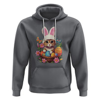 Easter Day Hoodie Cute Bunny Cat Lover Eggs Basket - Wonder Print Shop