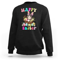 Easter Day Sweatshirt Cute Cat Bunny Costume Egg Basket - Wonder Print Shop