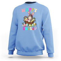 Easter Day Sweatshirt Cute Cat Bunny Costume Egg Basket - Wonder Print Shop