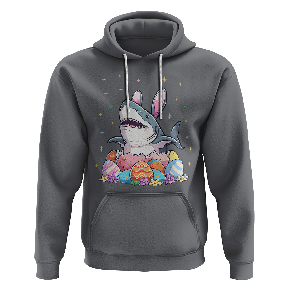 Easter Day Cute Bunny Shark Egg Basket Hoodie - Wonder Print Shop