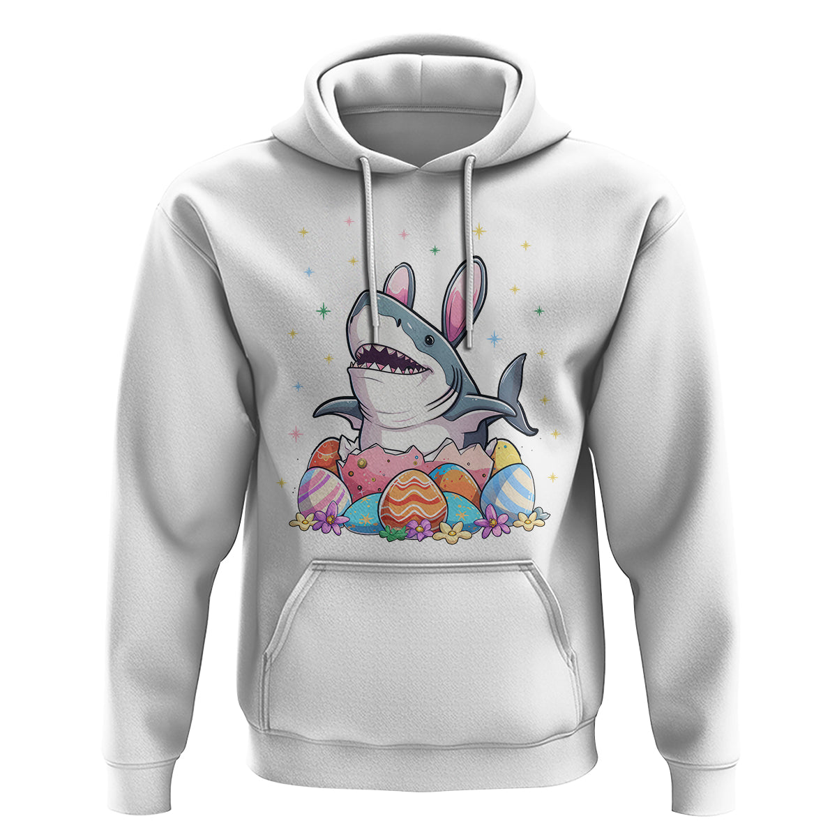 Easter Day Cute Bunny Shark Egg Basket Hoodie - Wonder Print Shop