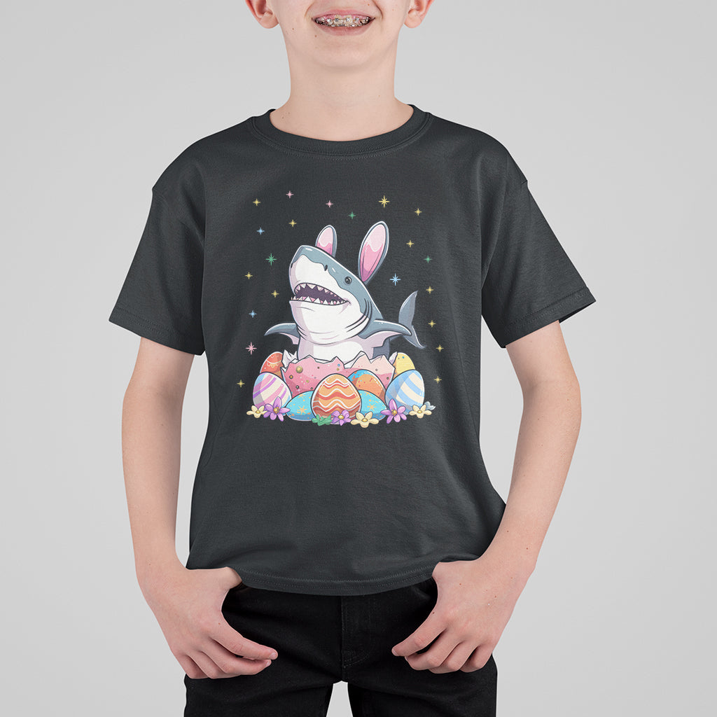 Easter Day Cute Bunny Shark Egg Basket T Shirt For Kid - Wonder Print Shop