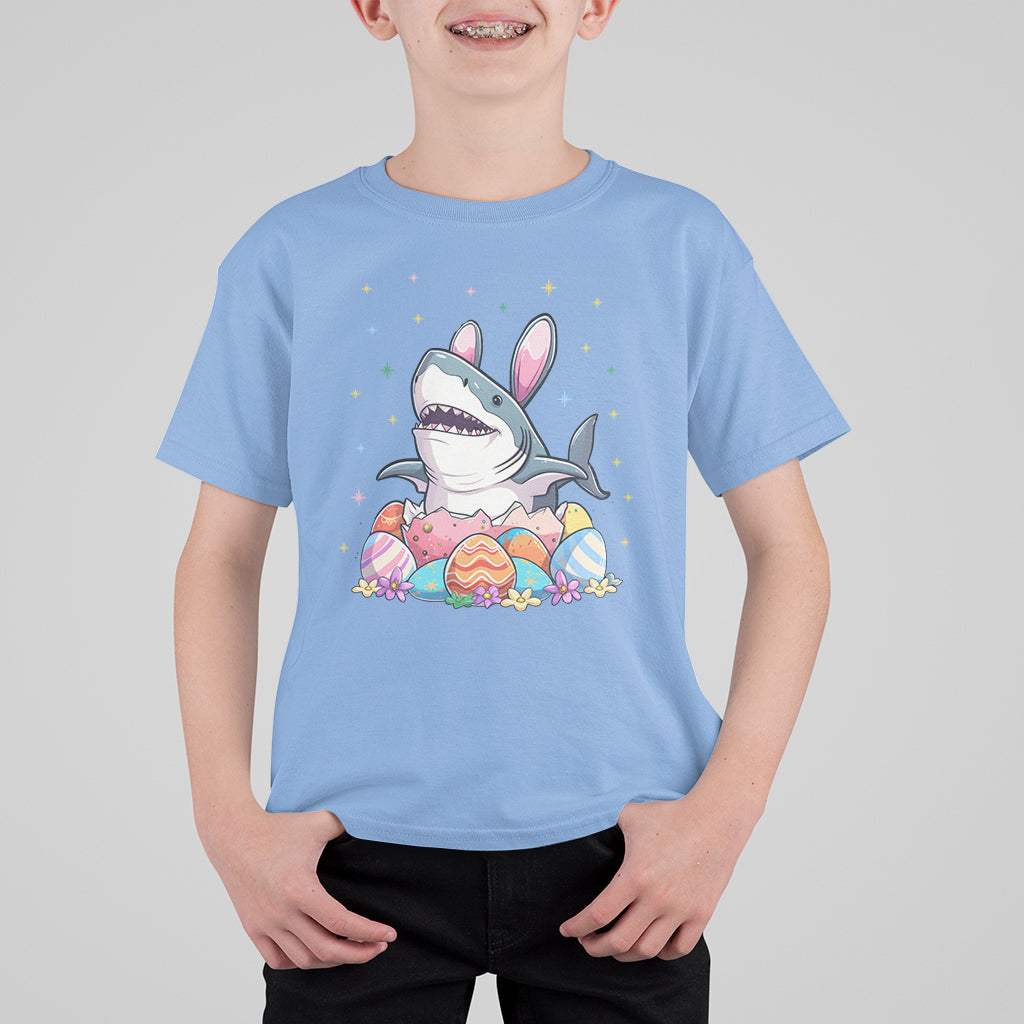 Easter Day Cute Bunny Shark Egg Basket T Shirt For Kid - Wonder Print Shop