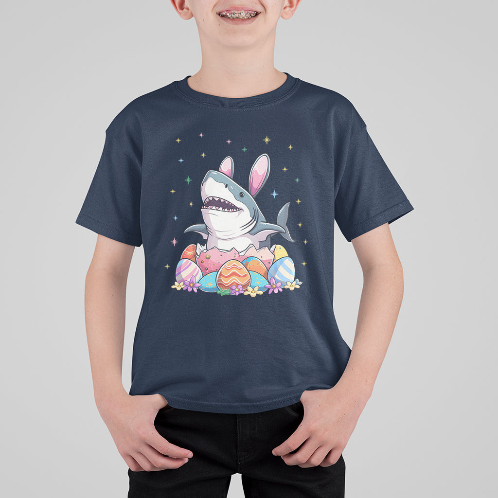 Easter Day Cute Bunny Shark Egg Basket T Shirt For Kid - Wonder Print Shop