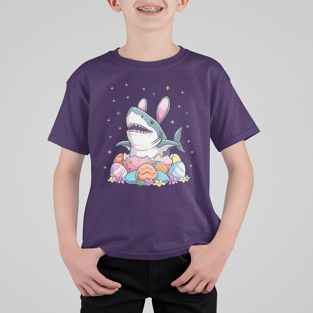 Easter Day Cute Bunny Shark Egg Basket T Shirt For Kid - Wonder Print Shop
