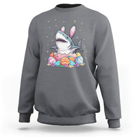 Easter Day Cute Bunny Shark Egg Basket Sweatshirt - Wonder Print Shop