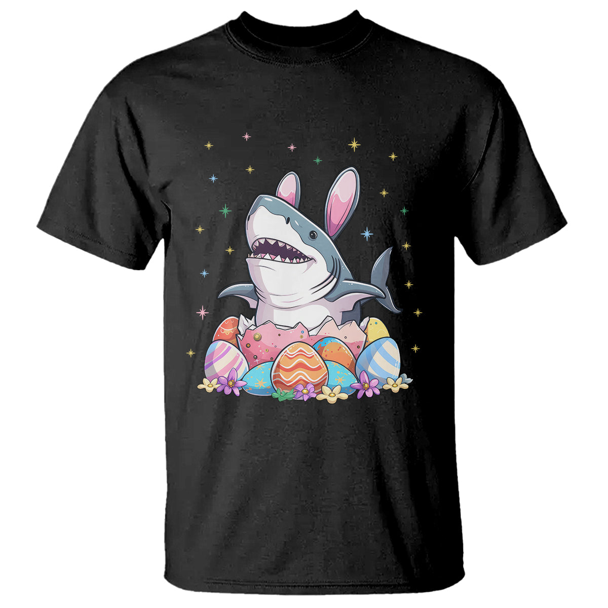 Easter Day Cute Bunny Shark Egg Basket T Shirt - Wonder Print Shop