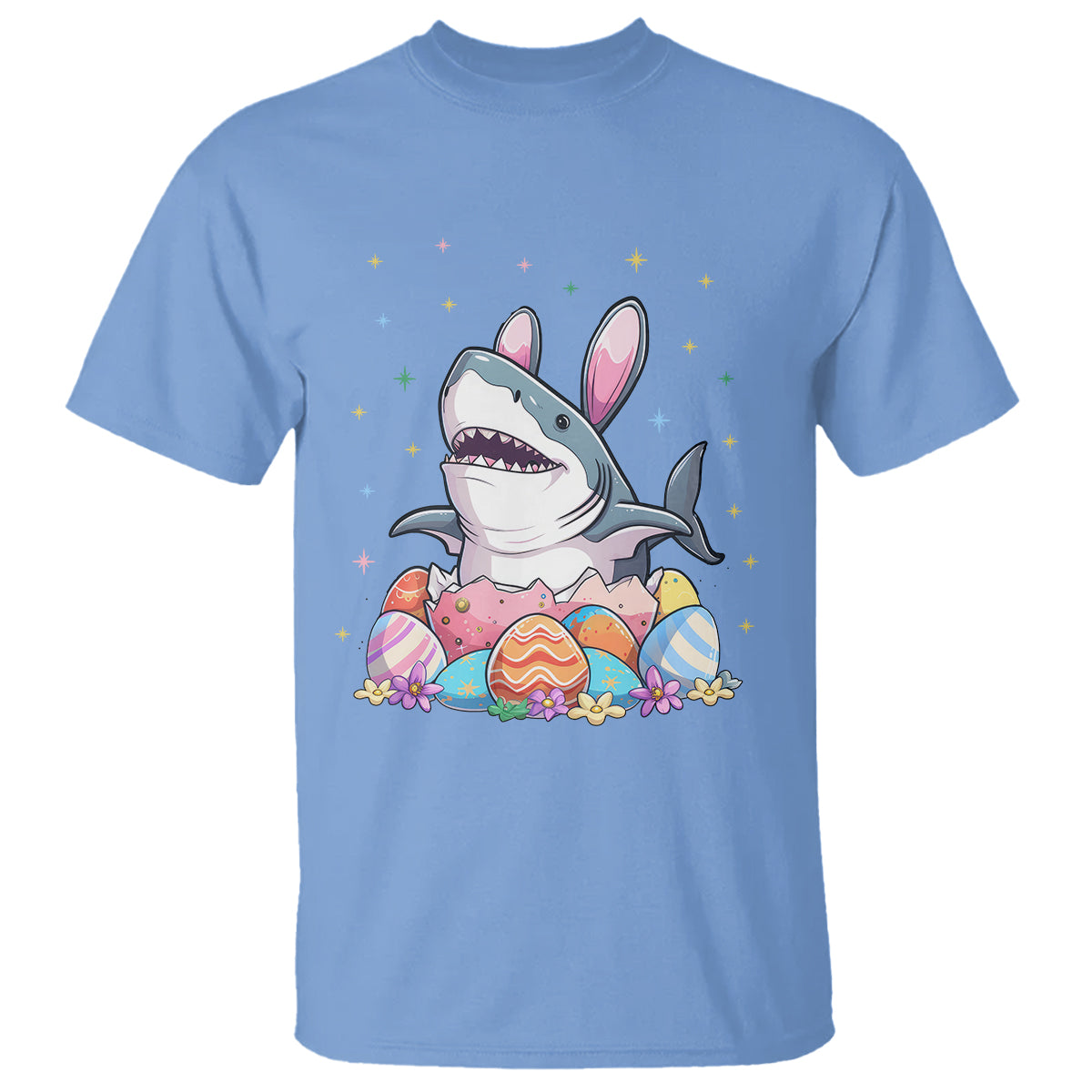Easter Day Cute Bunny Shark Egg Basket T Shirt - Wonder Print Shop