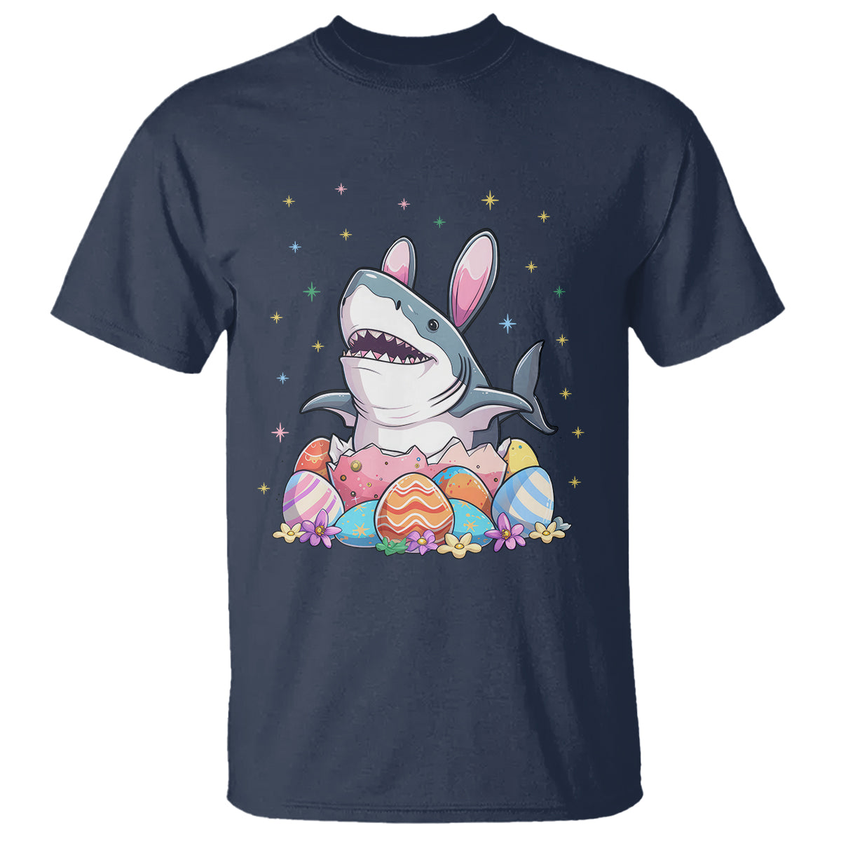 Easter Day Cute Bunny Shark Egg Basket T Shirt - Wonder Print Shop
